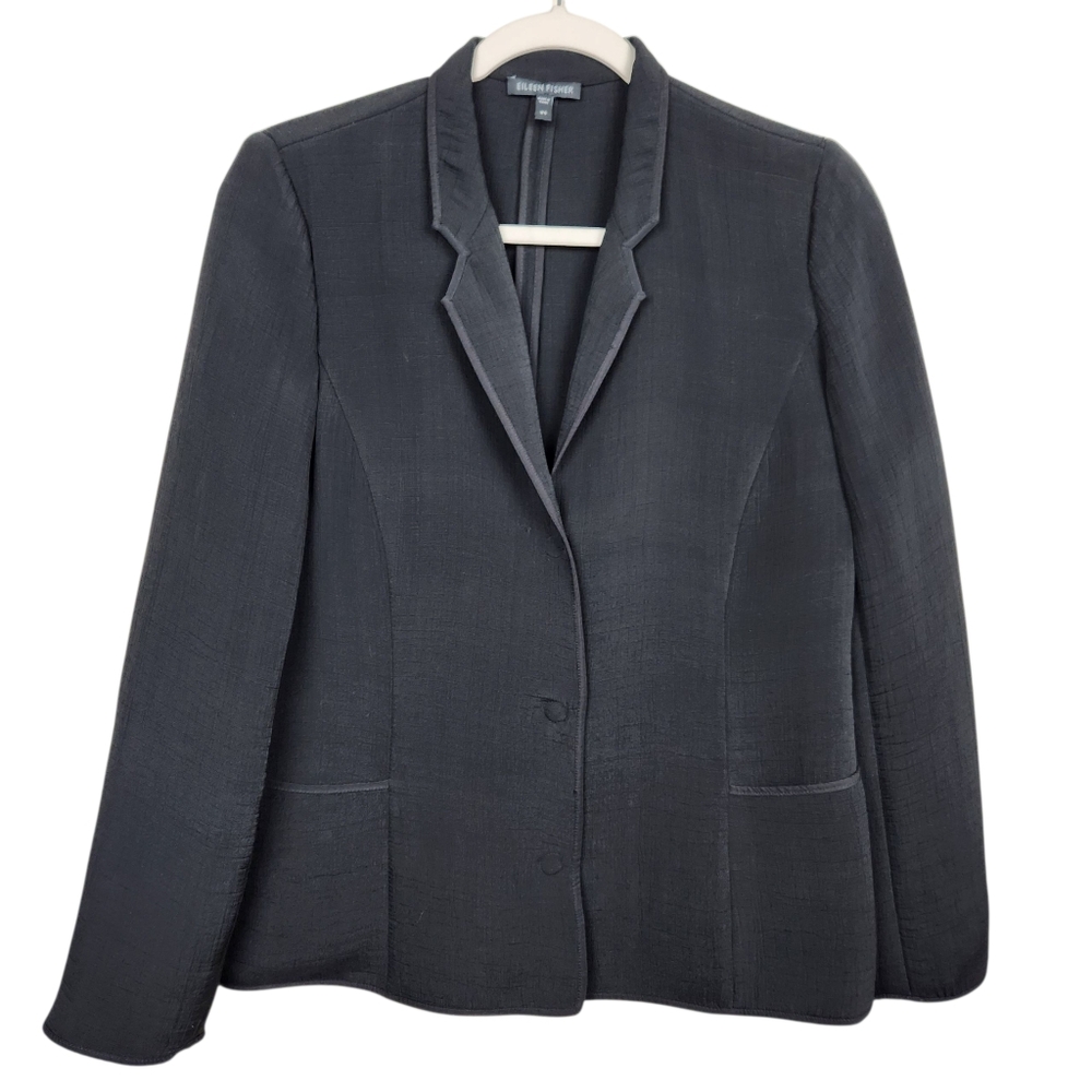 Eileen Fisher Silk Blend Magnetic Closure Long Sleeve Blazer Jacket Women Size S